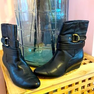 Wedge booties genuine leather